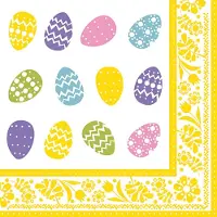 Papstar 400 Servietten, 3-lagig 1/4-Falz 40 cm x 40 cm "Coloured Eggs"