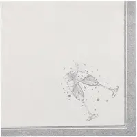 Papstar Servietten "ROYAL Collection" 1/4-Falz 40 cm x 40 cm silber "Festivities", 8 x 20 Stück 160 Stück