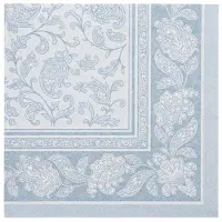 Papstar Servietten "ROYAL Collection" 1/4-Falz 40 cm x 40 cm arktikblau "Ornaments", 8 x 20 Stück 160 Stück