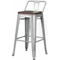 360Home Barhocker, Barstühle, Küchenstühle,Barstuhl mit Rückenlehne, Fußstütze Silber 75X43cm /YSBTD/