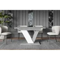 ALTDECOR Esstisch ausziehbar, ideal als Küchentisch, Esszimmertisch - oder Wohnzimmertisch, solide Konstruktion aus Möbelplatte, 120 -160x80x75 cm - Stone / White - CLASI