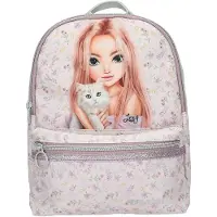 Depesche 13962 TOPModel Blooming Kitty - Rucksack in Flieder, mit Model-Katze-Motiv und Blumenmuster, Tasche mit verstellbaren Trägern