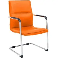 DELUKE Besucherstuhl SEATTLE - 92x56x60cm, Orange | Kunstleder | Metall Gestell | Konferenzstuhl Wartezimmerstuhl