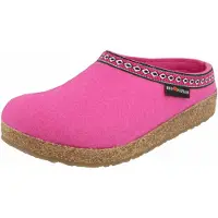 Iesse Schuh Haflinger Damen Herren Pantoffel Filz mit Azteken Muster Grizzly Franzl 711001, Größe:41 EU, Farbe:Rosa