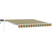 Syfax Einziehbare Markise Grün und Gelb 300 x 250 cm Stoff und Stahl