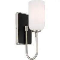Kichler Elstead Solia Wandleuchte G9 Gebürstetes Nickel und schwarz Opal weiß IP44
