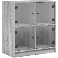 vidaXL Beistellschrank mit Glastüren Grau Sonoma 68x37x75,5 cm