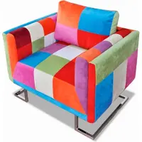 Prolenta Maison Exclusive - Würfel-Sessel mit Verchromten Beinen Patchwork-Design Stoff
