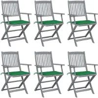 vidaXL Möbel Klappbare Gartenstühle 6 Stk. mit Sitzkissen Massivholz Akazie - Gartensessel 3065412