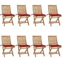vidaXL Möbel Klappbare Gartenstühle mit Kissen 8 Stk. Massivholz Teak - Gartenstühle 3072867