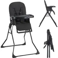 Novi Mila Kinderstuhl – Ab 6 Monaten bis 15 kg – Klappbar – 5-Punkt-Gurt & Abnehmbares Essbrett – Black Melange