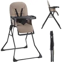 Novi Mila Kinderstuhl – Ab 6 Monaten bis 15 kg – Klappbar – 5-Punkt-Gurt & Abnehmbares Essbrett – Sand Melange