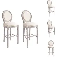 vidaXL Barhocker 2 Stk. Weiß Leinen - Barhocker