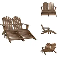 vidaXL 2-Sitzer Adirondack-Gartenbank mit Fußstütze Tannenholz Braun - Gartenstühle