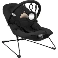 Novi Musical Cloud Babywippe – 8 Melodien, 3 Lautstärken, Vibration – Abnehmbarer Spielbogen mit 3 Spielzeugen – Bis 9 kg – Black Melange
