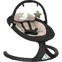 Novi Swing Babywippe – Ab Geburt bis 9 kg – 5 Schwinggeschwindigkeiten – 12 Melodien – 5-Punkt-Sicherheitsgurt – Timer – Black Melange/Beige