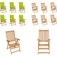vidaXL Gartenstühle 6 Stk. mit Hellgrünen Kissen Massivholz Teak - Gartenstuhl - Gartenstühle - Gartensessel - Klappstuhl