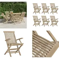 vidaXL Gartenstühle 6 Stk. Klappbar Grau 56x61x89 cm Massivholz Teak - Klappbarer Gartenstuhl - Klappbare Gartenstühle - Gartenstuhl Klappbar - Gartenstühle Klappbar