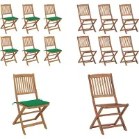 vidaXL Klappbare Gartenstühle 6 Stk. mit Kissen Massivholz Akazie - Gartenstuhl - Gartenstühle - Klappstuhl - Klappstühle