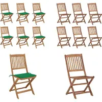 vidaXL Klappbare Gartenstühle 6 Stk. mit Kissen Massivholz Akazie - Gartenstuhl - Gartenstühle - Klappstuhl - Klappstühle