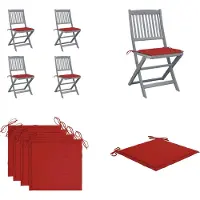 vidaXL Klappbare Gartenstühle 4 Stk. mit Kissen Massivholz Akazie - Gartenstuhl - Gartenstühle - Holz Gartenstuhl - Holz Gartenstühle