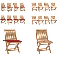 vidaXL Klappbare Gartenstühle mit Kissen 8 Stk. Massivholz Teak - Gartenstuhl - Gartenstühle - Holzstuhl - Holzstühle