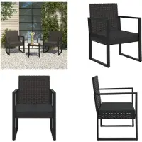 vidaXL Gartensessel mit Kissen Schwarz Poly Rattan - Gartensessel - Gartenstuhl - Gartenmöbel - Outdoor Möbel