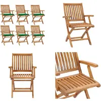 vidaXL Klappbare Gartenstühle mit Kissen 6 Stk. Massivholz Teak - Gartenstuhl - Gartenstühle - Holzstuhl - Holzstühle