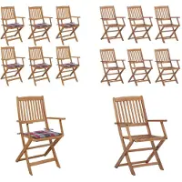 vidaXL Klappbare Gartenstühle 6 Stk. mit Kissen Massivholz Akazie - Gartenstuhl - Gartenstühle - Gartensessel - Klappstuhl