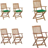 vidaXL Klappbare Gartenstühle 2 Stk. mit Kissen Massivholz Akazie - Gartenstuhl - Gartenstühle - Gartensessel - Klappstuhl