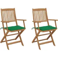 vidaXL Möbel Klappbare Gartenstühle 2 Stk. mit Kissen Massivholz Akazie - Gartensessel 3064595