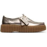 Clarks Schnürschuhe Torhill Bee Damen Metallic Bronze Leather-Schuhgröße 37