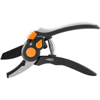 Neo Ambosszange 200 mm, Reichweite bis 18 mm, verstellbarer Abstand, ergonomisch Griff mit weichen TPR-Gummigriffen, Klingen aus gehärtetem Stahl, für hartes und trockenes Holz