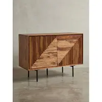 KADIMA DESIGN Sideboard 100x71x40 cm Sheesham Massivholz / Metall Anrichte, Kommode mit zwei Türen, Kommodenschrank Holz Modern, Standschrank Wohnzimmer