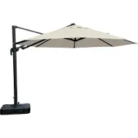 Ebuy24 Anders Hängeschirm, ø3,5 M, mit Fuss, schwarz und offwhite.
