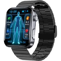 INF Smartwatch – misst Herzfrequenz, Blutdruck, Blutsauerstoff und Schritte Schwarzes Bamboo Edition-Armband