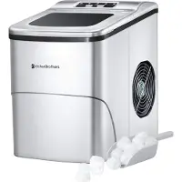 Kitchenbrothers - Eiswürfelmaschine - 2 Liter - 6-8 Min. - 12kg/24h - mit Eisportionierer - Silber