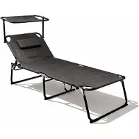 Mojawo XXL Aluminium Gartenliege anthrazit mit Dach und Kissen L200xB70cm