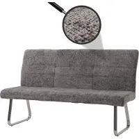 Mendler Sitzbank MCW-G55, Esszimmerbank Bank, Edelstahl gebürstet Stoff/Textil Chenille , 180cm dunkelgrau