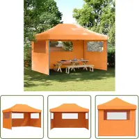 The Living Store Partyzelt Faltbar Pop-Up mit 3 Seitenteilen Orange