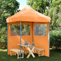 vidaXL Möbel Partyzelt Faltbar Pop-Up mit 2 Seitenteilen Orange - Pavillon 4004993