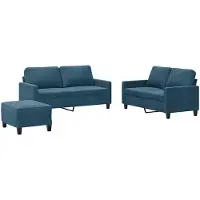 vidaXL 3-tlg. Sofagarnitur mit Kissen Blau Samt