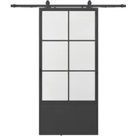 Schulte Loft Glasschiebetür 1025 x 2200 mm 6 Felder Kickplatte Komplettset aus Stahl in Schwarz inkl. 2Seitiger Softclose