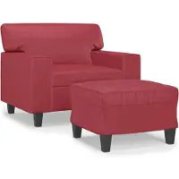 vidaXL Sessel mit Hocker Weinrot 60 cm Kunstleder