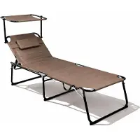 Mojawo XXL Aluminium Gartenliege Sonnenliege Liege taupe mit Dach L200xB70cm