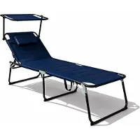 Mojawo Aluminium Gartenliege Sonnenliege Dunkelblau Dach Kissen L200xB70cm