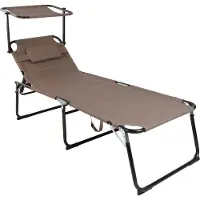 Mojawo XXL Aluminium verstellbare Gartenliege mit Dach L200xB70cm