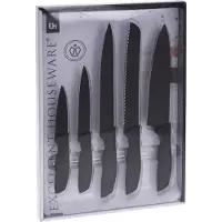 Excellent houseware ORION Messer KÜCHENMESSER aus Stahl SET 5-teilig in SCHWARZ Messerset