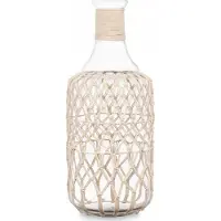 Giftdeco Glasflasche weisses Seil grd