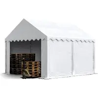 Sonstiges TOOLPORT Lagerzelt 4x4 m Industriezelt Unterstand PVC Plane 750 N weiß mit Bodenrahmen